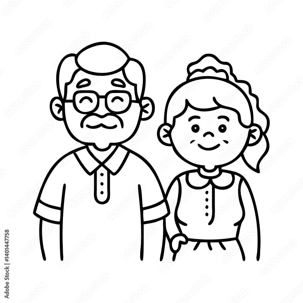 happy grandparents icon, happy grandparents line art - simple line art of happy grandparents, perfect for happy grandparents logos and icons happy grandparents icon, happy grandparents line art - simple line art of happy grandparents, perfect for happy grandparents logos and icons