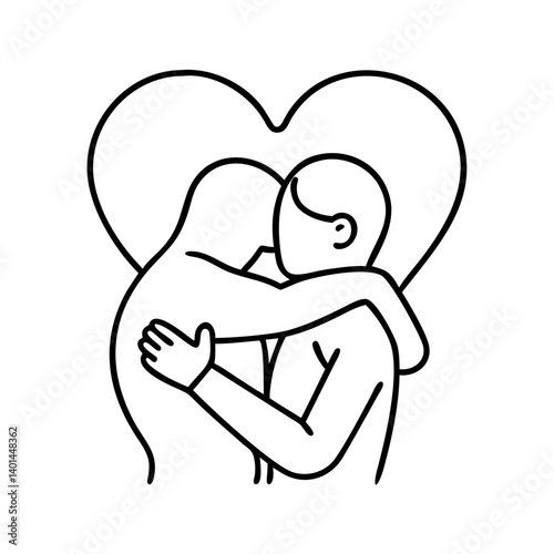 heartwarming embrace icon, heartwarming embrace line art - simple line art of heartwarming embrace, perfect for heartwarming embrace logos and icons