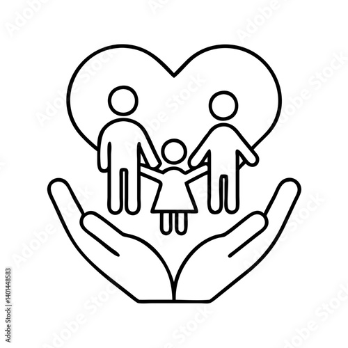 heart with family values icon, heart with family values line art - simple line art of heart with family values, perfect for heart with family values logos and icons
