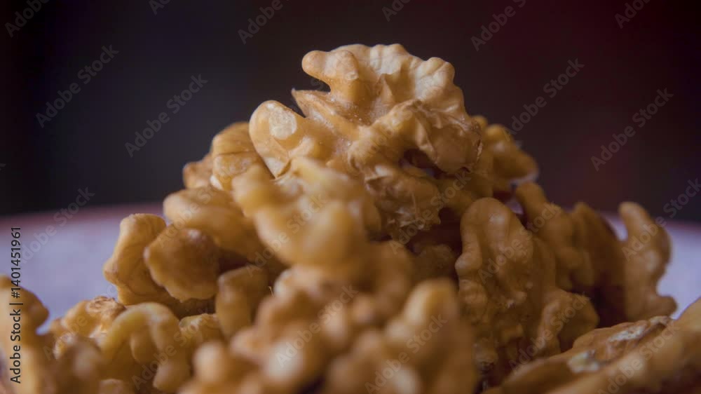 Closeup shot of Walnut in plate Closeup shot of Walnut in plate