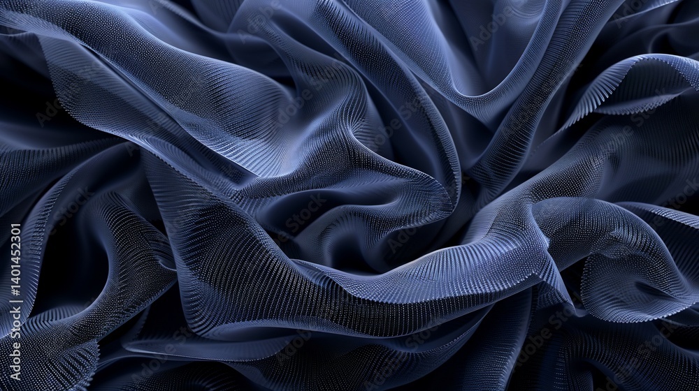 Fototapeta premium Draped, textured fabric, deep indigo hue
