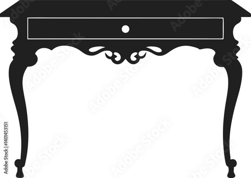 Console Table silhouette vector illustration in modern home furnishing