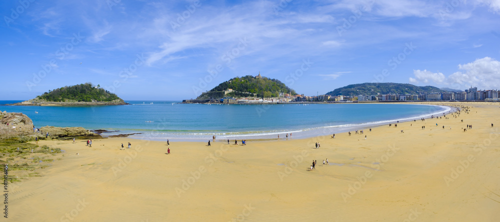 La Concha Bay in the city of Donostia-San Sebastian, Basque Country.