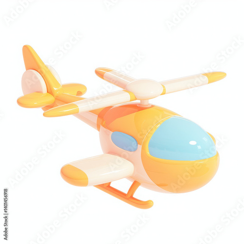 Colorful toy helicopter with a playful design on a white isolated background.