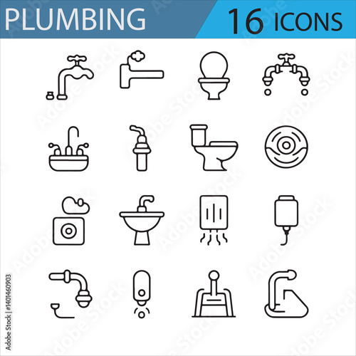 Plumbing Equipment and Fixtures Icons for Service Professionals