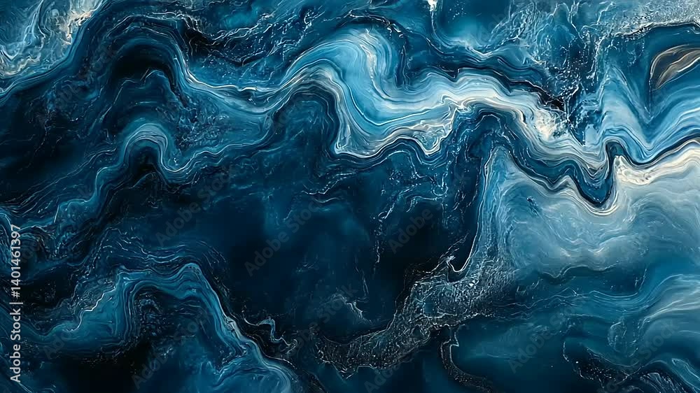 Deep swirling blues and whites create an abstract ocean-like effect, textured and dynamic background
