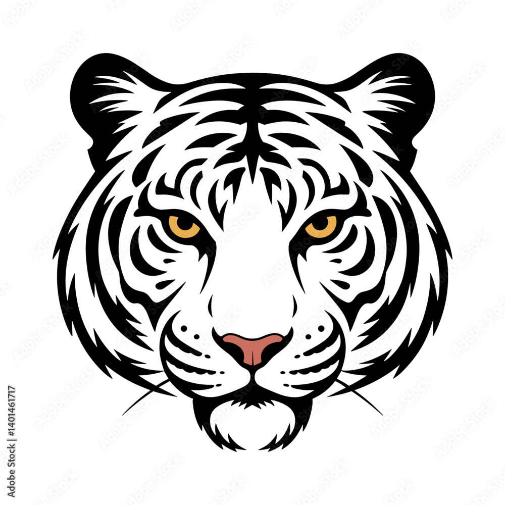 Tiger head vector logo design, face for retro logos, emblems, badges, labels, icon template and tshirt vintage design element. Isolated on white background black color Tiger head vector logo design, face for retro logos, emblems, badges, labels, icon template and tshirt vintage design element. Isolated on white background black color