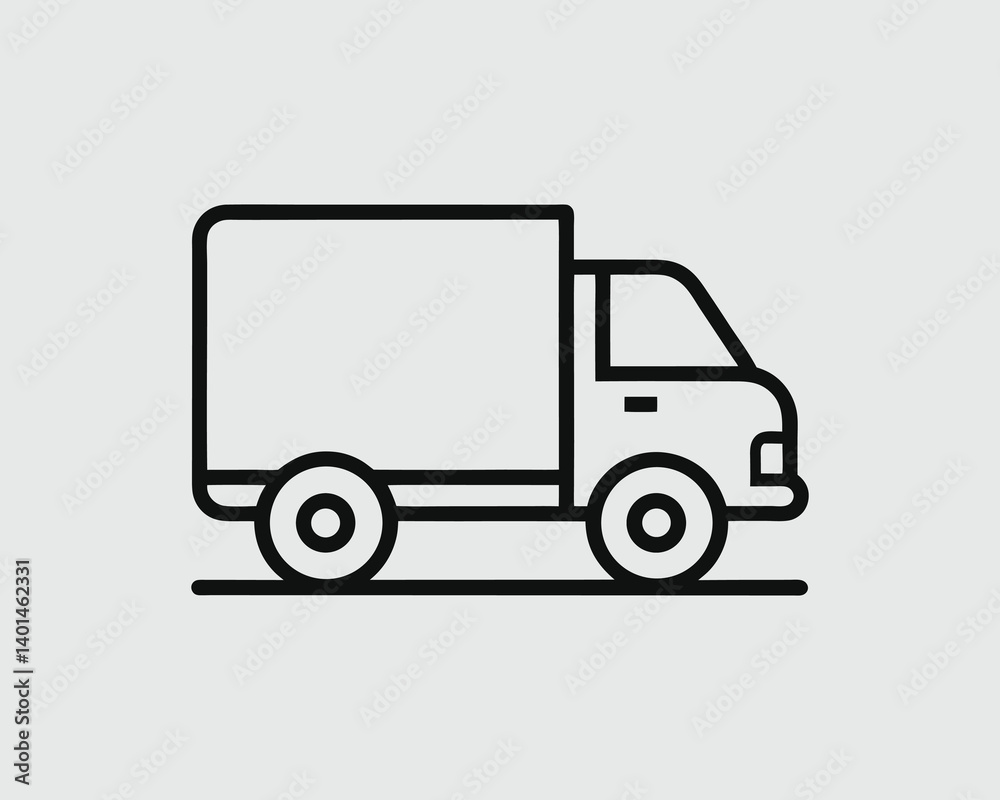 Simple Delivery Truck Line Art Icon of a Simple Delivery Truck Line Art Icon of a