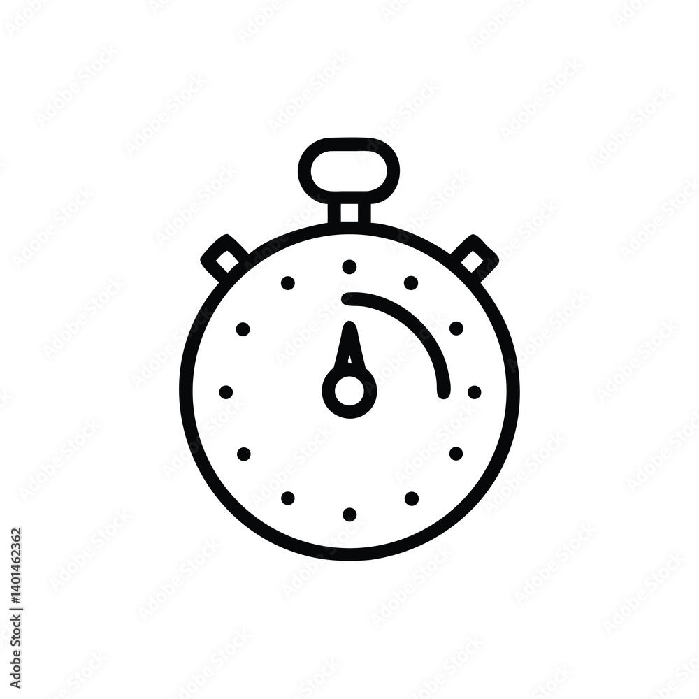 Simple Black Outline Stop Watch Vector Illustration For Time Management And Punctuality Concepts With White Background Simple Black Outline Stop Watch Vector Illustration For Time Management And Punctuality Concepts With White Background