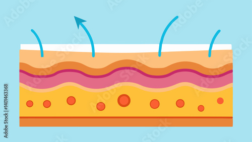Skin Layer CrossSection An illustration showing a crosssection of skin layers highlighting the epidermis and dermis with arrows indicating cellular regeneration and repair