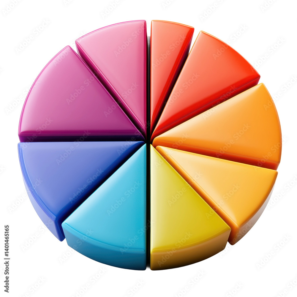 Fototapeta premium Colorful pie chart analysis digital illustration informative design