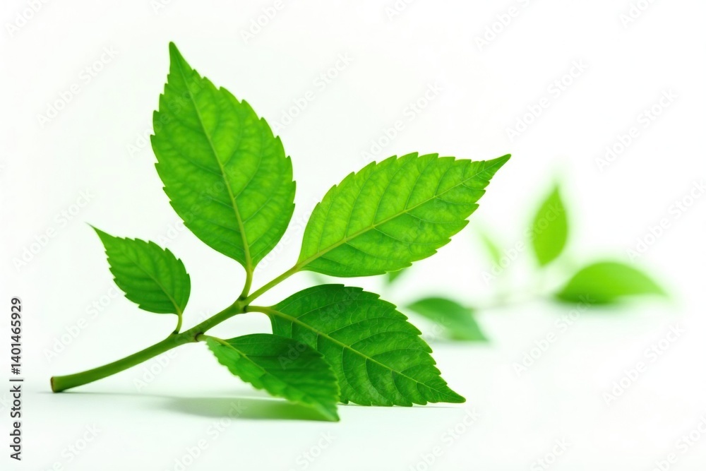 Leafy greens isolated on white background, delicate shape, foliage, stem Leafy greens isolated on white background, delicate shape, foliage, stem