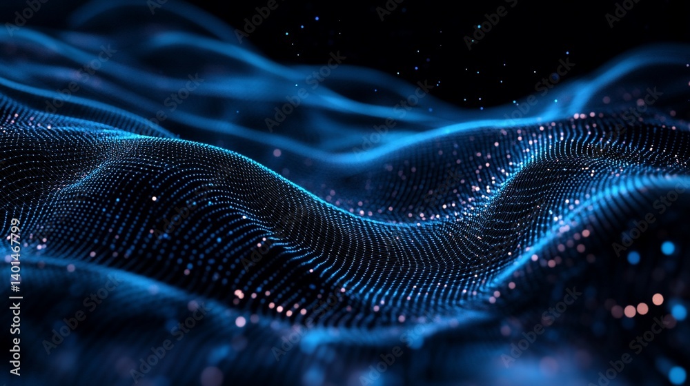 Abstract digital wave with glowing particles Abstract digital wave with glowing particles
