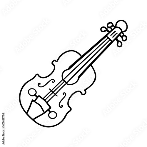 irish fiddle icon, irish fiddle line art - simple line art of irish fiddle, perfect for irish fiddle logos and icons