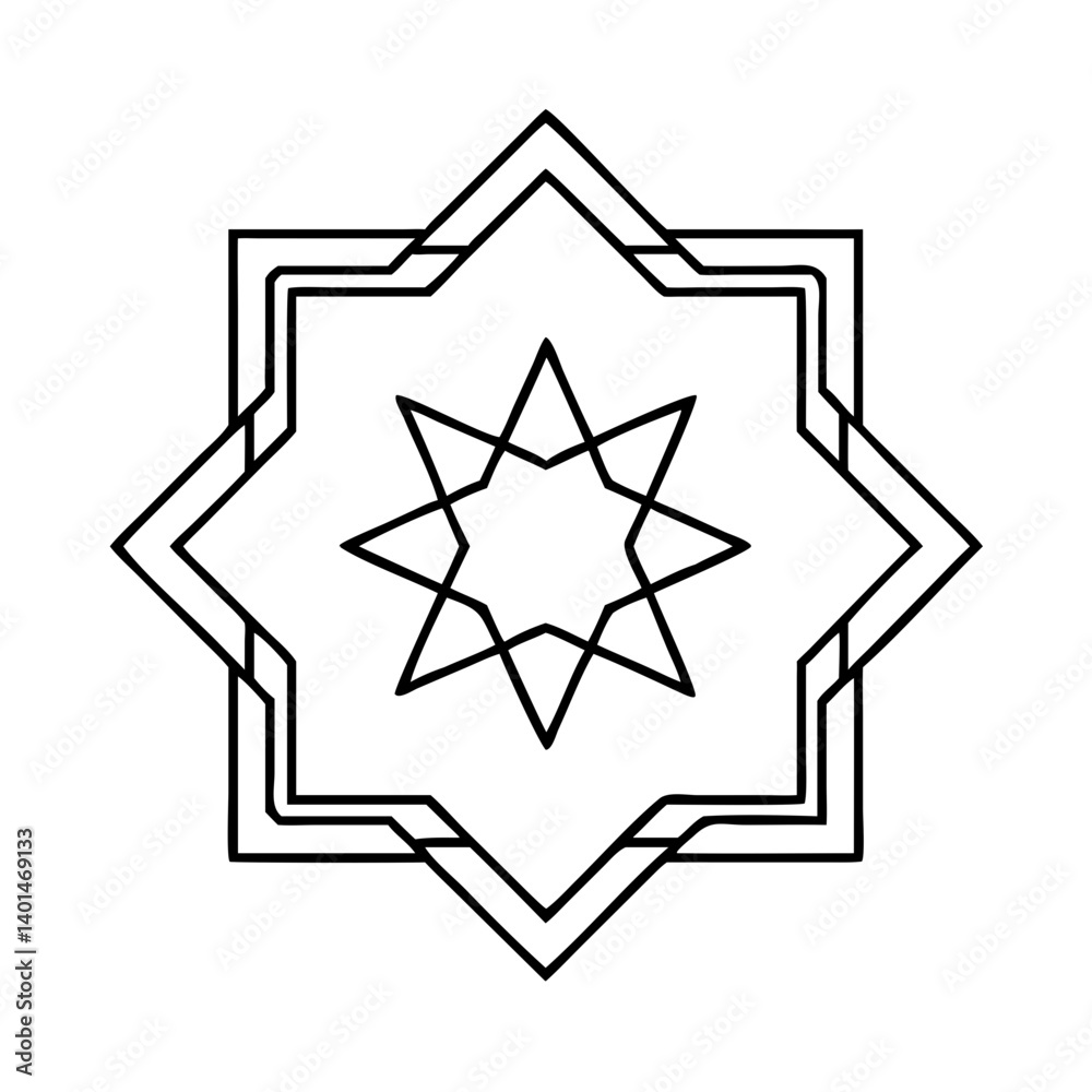 Obraz premium islamic star motif icon, islamic star motif line art - simple line art of islamic star motif, perfect for islamic star motif logos and icons