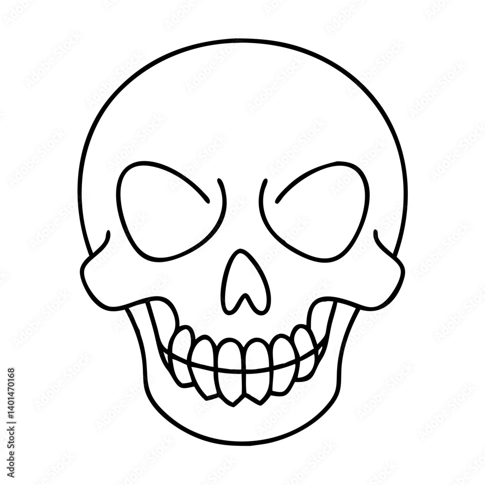 Fototapeta premium laughing skull icon, laughing skull line art - simple line art of laughing skull, perfect for laughing skull logos and icons
