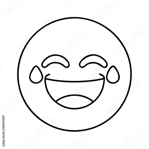 laughing tears emoji icon, laughing tears emoji line art - simple line art of laughing tears emoji, perfect for laughing tears emoji logos and icons