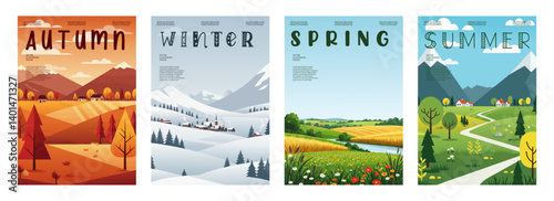 Nature and landscape. High mountains, clear sky and abundant greenery. Clean air, natural beauty. Prints, cover or card designs.