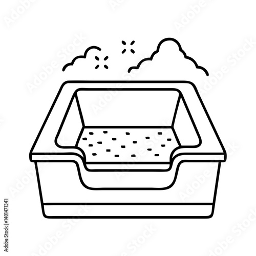 litter box icon, litter box line art - simple line art of litter box, perfect for litter box logos and icons
