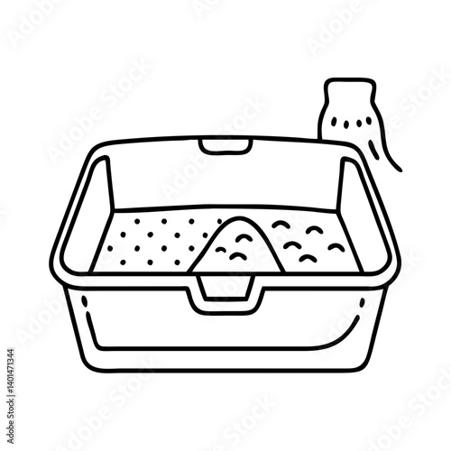 litter box icon, litter box line art - simple line art of litter box, perfect for litter box logos and icons