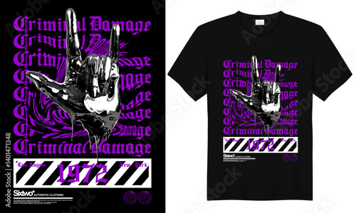 criminal damage 1972 streetwear t shirt design