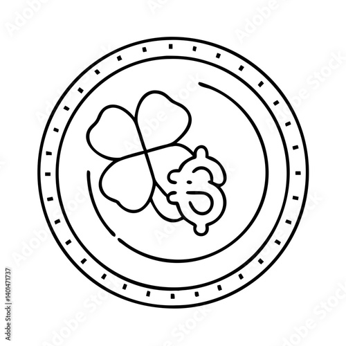 lucky coin icon, lucky coin line art - simple line art of lucky coin, perfect for lucky coin logos and icons