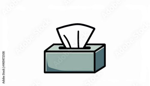 Geometric tissue box with stylized sneeze cloud, clean design