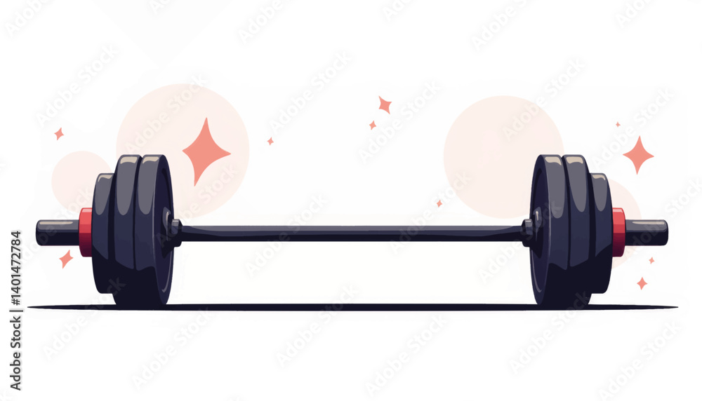Minimalist barbell illustration with weights, gym symbolism