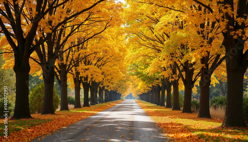 Autumn Pathway Through Vibrant Foliage