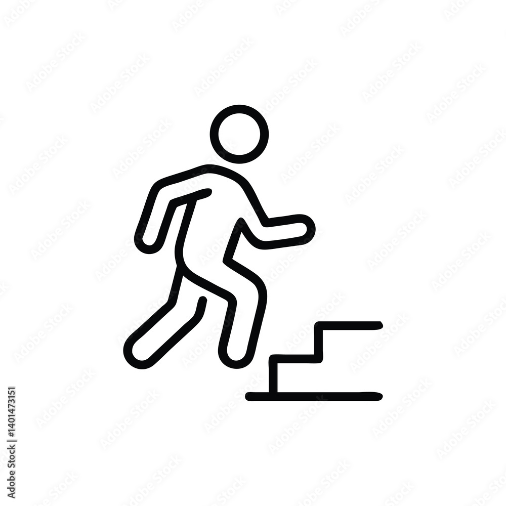Man Climbing Stairs Icon Representing Progress And Achievement In A Simple Line Art Style Man Climbing Stairs Icon Representing Progress And Achievement In A Simple Line Art Style
