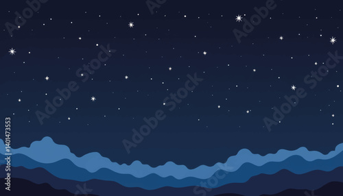 Geometric stars shining in night sky, cosmic tranquility