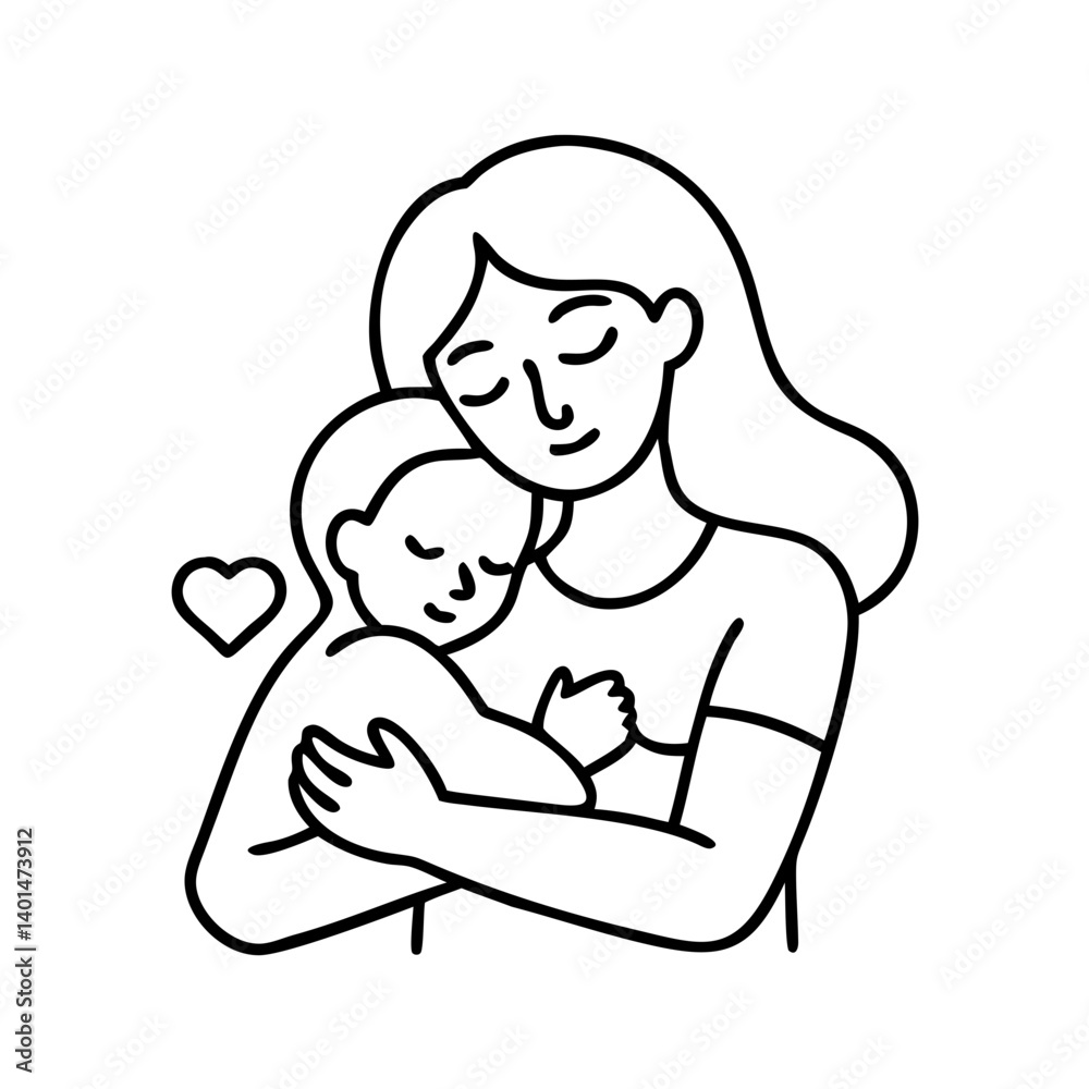 mother and baby snuggling icon, mother and baby snuggling line art - simple line art of mother and baby snuggling, perfect for mother and baby snuggling logos and icons mother and baby snuggling icon, mother and baby snuggling line art - simple line art of mother and baby snuggling, perfect for mother and baby snuggling logos and icons