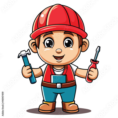 Cute cartoon worker with tools (1)