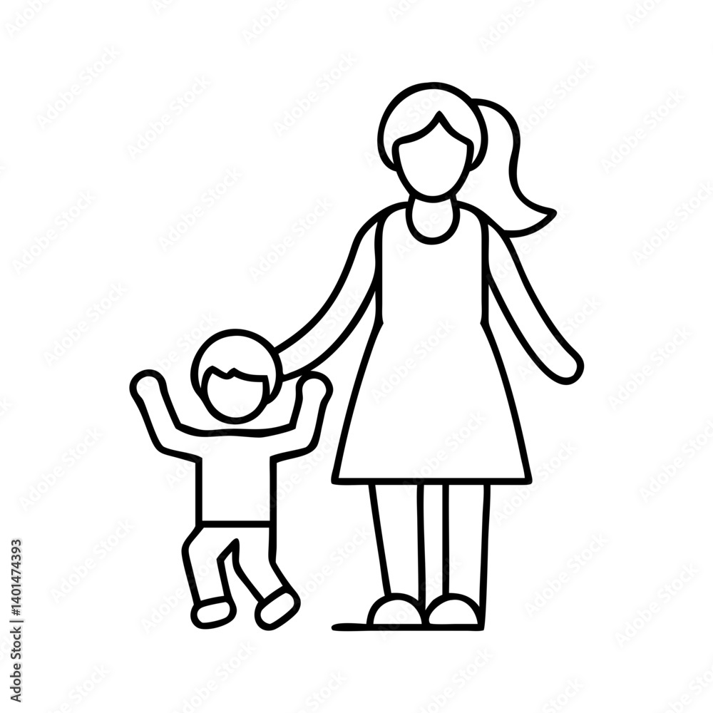 mother with toddler icon, mother with toddler line art - simple line art of mother with toddler, perfect for mother with toddler logos and icons mother with toddler icon, mother with toddler line art - simple line art of mother with toddler, perfect for mother with toddler logos and icons