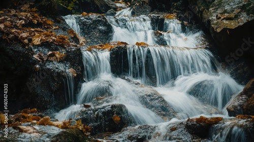 Waterfall over rocks nature