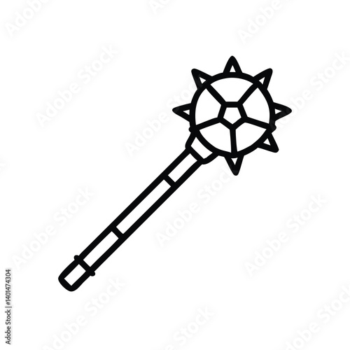 Medieval Mace Weapon Outline Illustration For Fantasy Games And Historical Designs