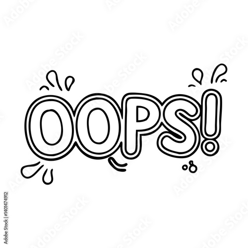  oops text icon, oops text line art - simple line art of oops text, perfect for oops text logos and icons