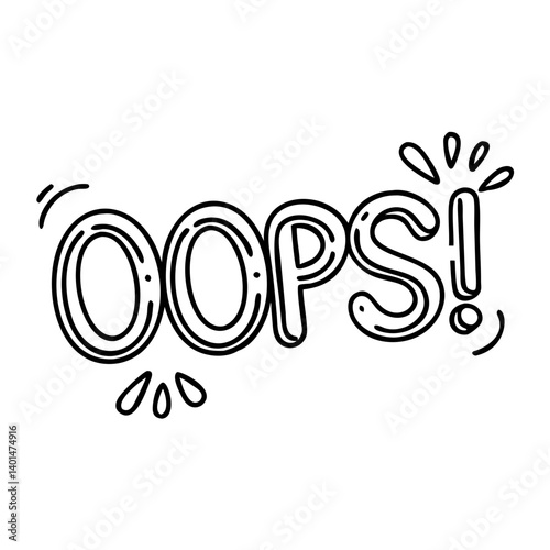  oops text icon, oops text line art - simple line art of oops text, perfect for oops text logos and icons