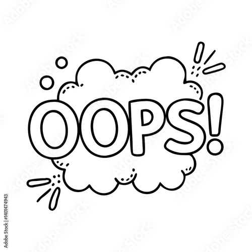  oops text icon, oops text line art - simple line art of oops text, perfect for oops text logos and icons