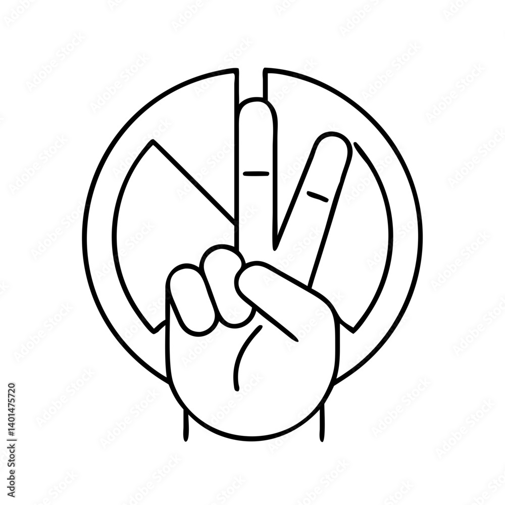 Obraz premium peace sign icon, peace sign line art - simple line art of peace sign, perfect for peace sign logos and icons