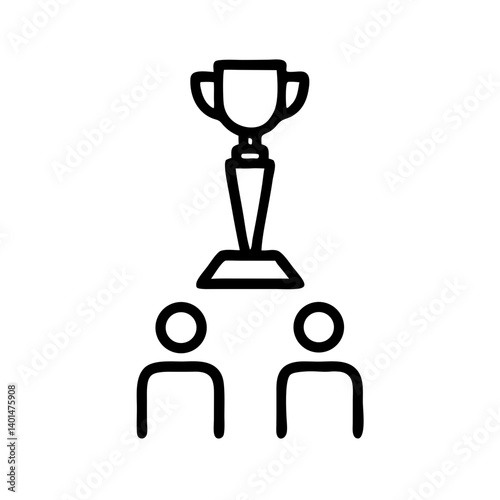 Two people competing for a trophy, concept, vector