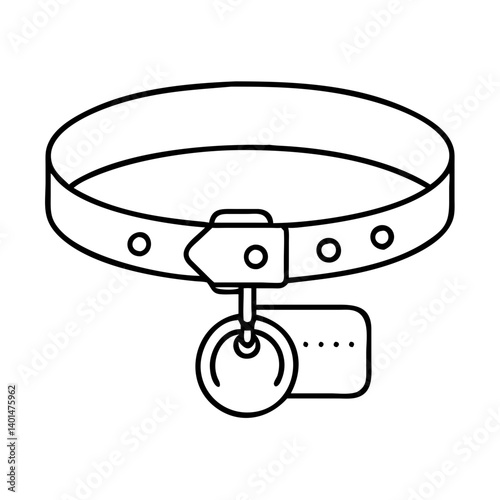 pet collar with tag icon, pet collar with tag line art - simple line art of pet collar with tag, perfect for pet collar with tag logos and icons
