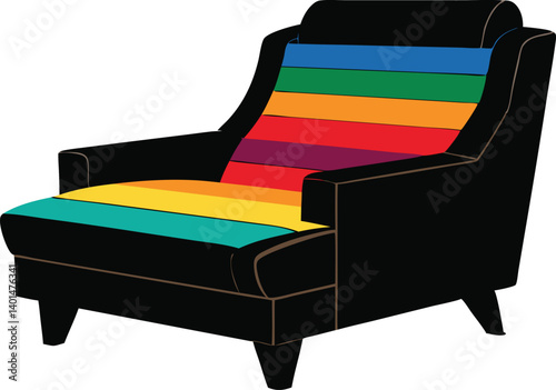 Recliner silhouette vector illustration in vintage vibe