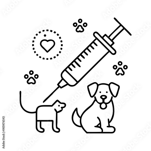 pet vaccination icon, pet vaccination line art - simple line art of pet vaccination, perfect for pet vaccination logos and icons