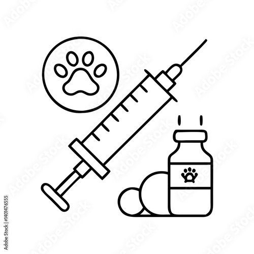pet vaccination icon, pet vaccination line art - simple line art of pet vaccination, perfect for pet vaccination logos and icons