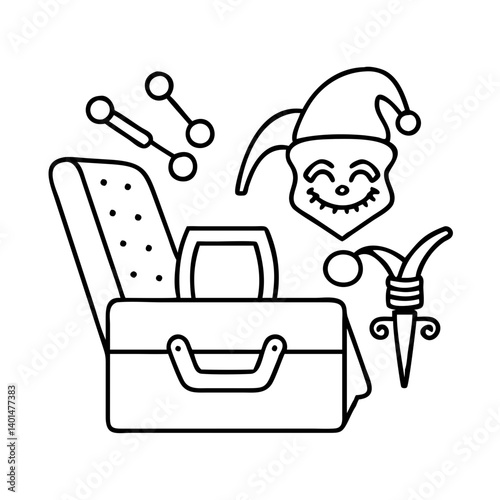 practical joke kit icon, practical joke kit line art - simple line art of practical joke kit, perfect for practical joke kit logos and icons