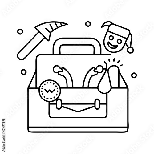 practical joke kit icon, practical joke kit line art - simple line art of practical joke kit, perfect for practical joke kit logos and icons