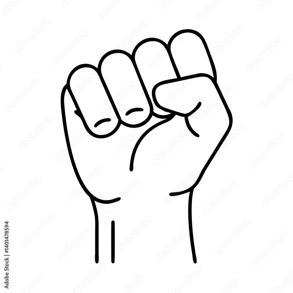 Fototapeta premium raised fist icon, raised fist line art - simple line art of raised fist, perfect for raised fist logos and icons