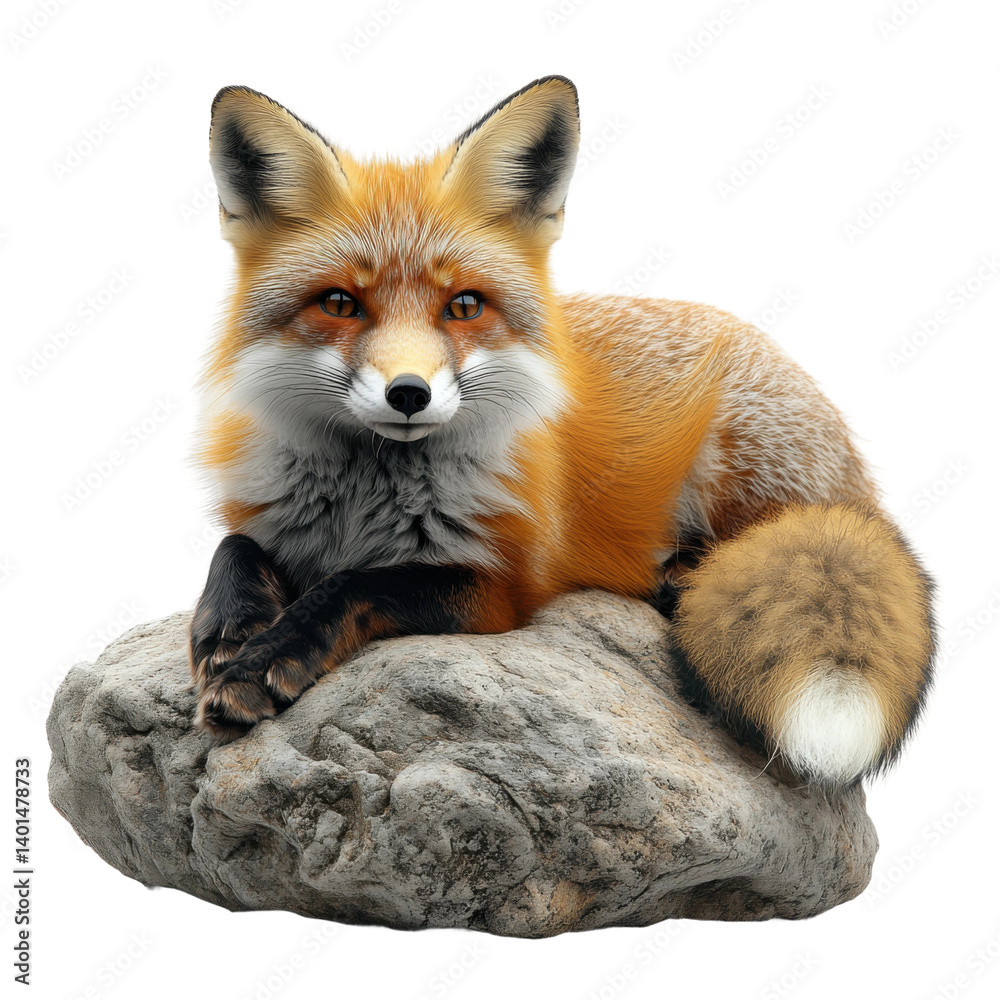 Obraz premium Wild fox resting on rock nature scene wildlife photography