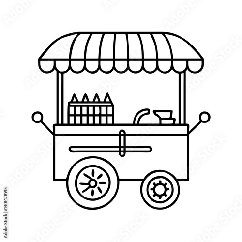 retro hot dog cart icon, retro hot dog cart line art - simple line art of retro hot dog cart, perfect for retro hot dog cart logos and icons